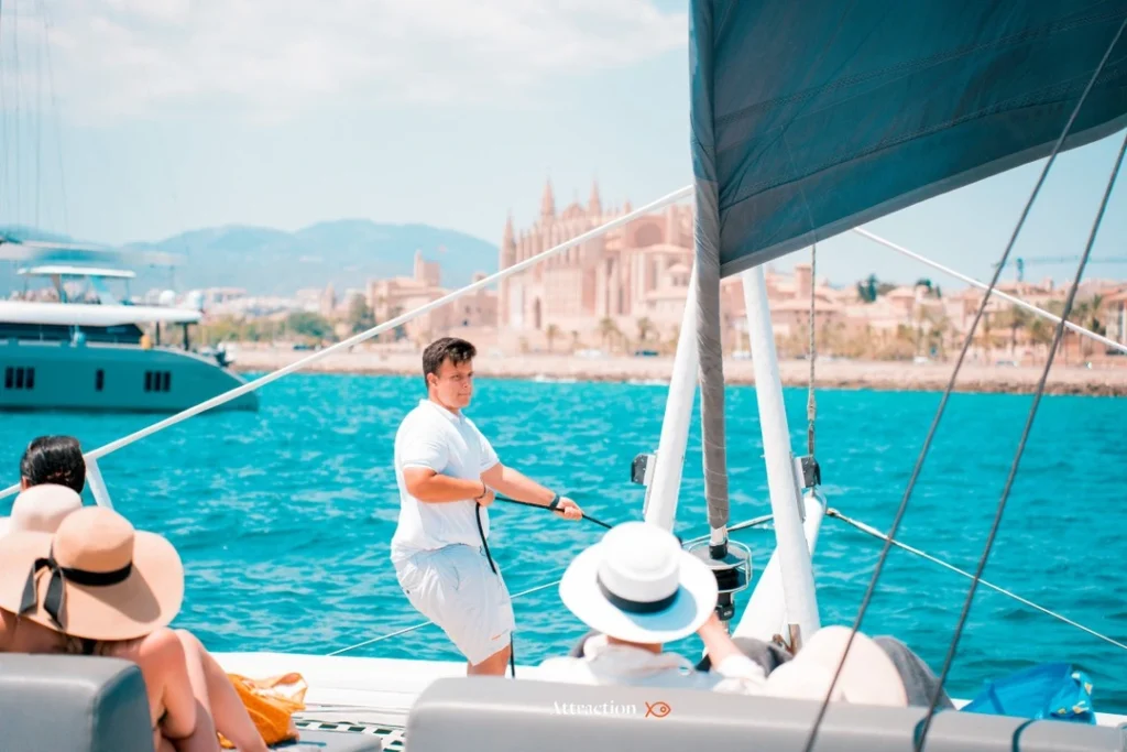 A snapshot of our crew on a catamaran trip.